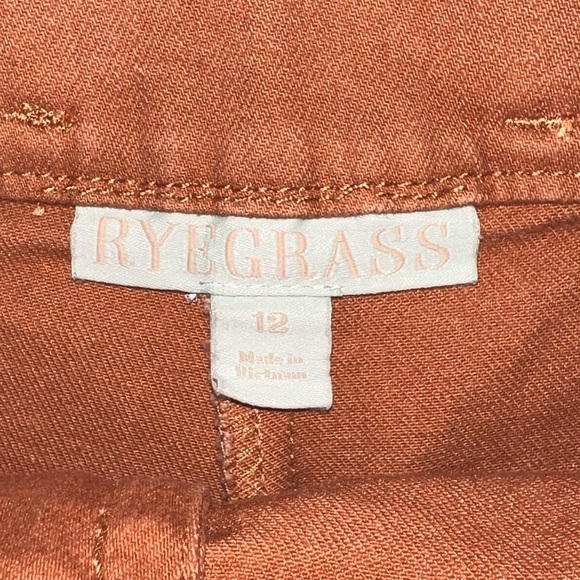 EUC Ryegrass Trapunto High Waist Tie Belt Twill Pleated Shorts Burnt Orange 12 - Picture 4 of 6